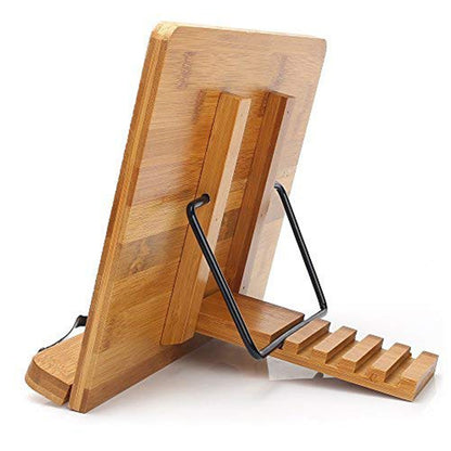 ELECTROPRIME Wood Tablet Bookends Bracket Cookbook Textbooks Document Bamboo Foldable Reading Rest Book Stand, Type:Light Board Medium