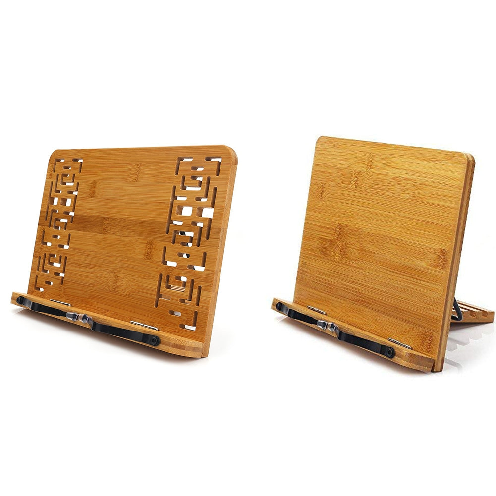 ELECTROPRIME Wood Tablet Bookends Bracket Cookbook Textbooks Document Bamboo Foldable Reading Rest Book Stand, Type:Hollow Medium