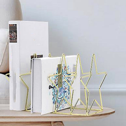 ELECTROPRIME Gold S Shape Electroplated Bookend Desk Organizer Desktop Office Home Bookends Book Holder Book Stand Creative Bookshelf(Gold)