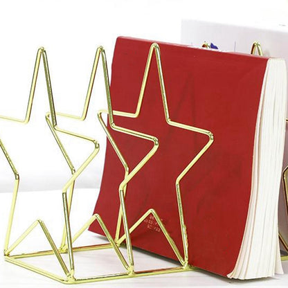 ELECTROPRIME Gold S Shape Electroplated Bookend Desk Organizer Desktop Office Home Bookends Book Holder Book Stand Creative Bookshelf(Gold)
