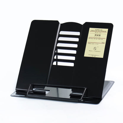 ELECTROPRIME Portable Metal Adjustable Reading Book Holder Support iPad Document Book Shelf Bookstand, Size:Small(Black)