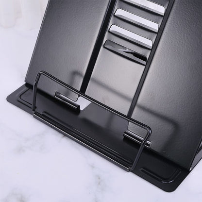 ELECTROPRIME Portable Metal Adjustable Reading Book Holder Support iPad Document Book Shelf Bookstand, Size:Small(Black)