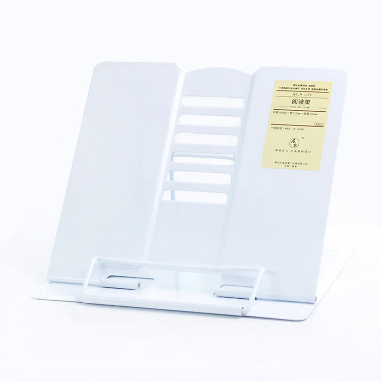 ELECTROPRIME Portable Metal Adjustable Reading Book Holder Support iPad Document Book Shelf Bookstand, Size:Small(White)