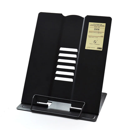 ELECTROPRIME Portable Metal Adjustable Reading Book Holder Support iPad Document Book Shelf Bookstand, Size:Large(Black)
