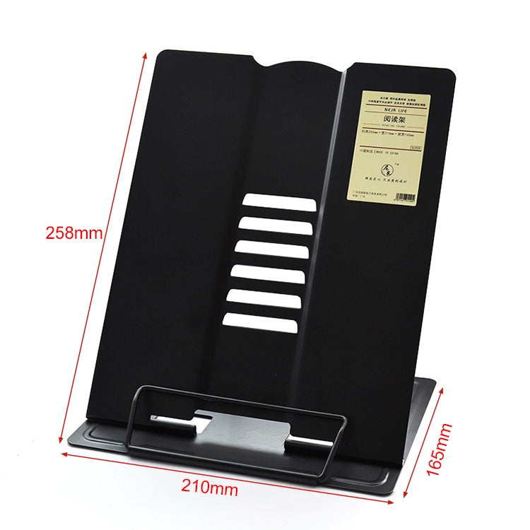 ELECTROPRIME Portable Metal Adjustable Reading Book Holder Support iPad Document Book Shelf Bookstand, Size:Large(Black)