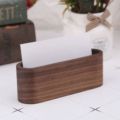 ELECTROPRIME Wooden Table Business Card Display Stand Memo Holder Storage Box Organizer, Type:Black walnut color