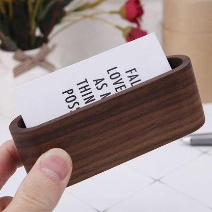 ELECTROPRIME Wooden Table Business Card Display Stand Memo Holder Storage Box Organizer, Type:Black walnut color