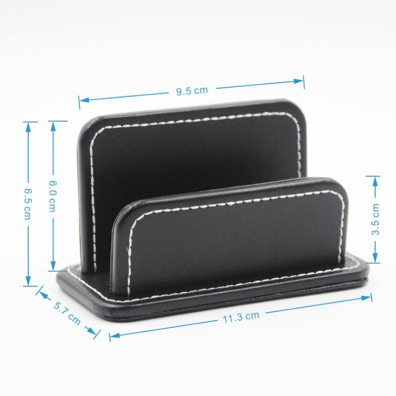 ELECTROPRIME 2 Blocks Office Stationery Leather Name Card Holder Stationery Bussiness  Office Home Card Holder(Black)