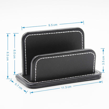 ELECTROPRIME 2 Blocks Office Stationery Leather Name Card Holder Stationery Bussiness  Office Home Card Holder(Black)