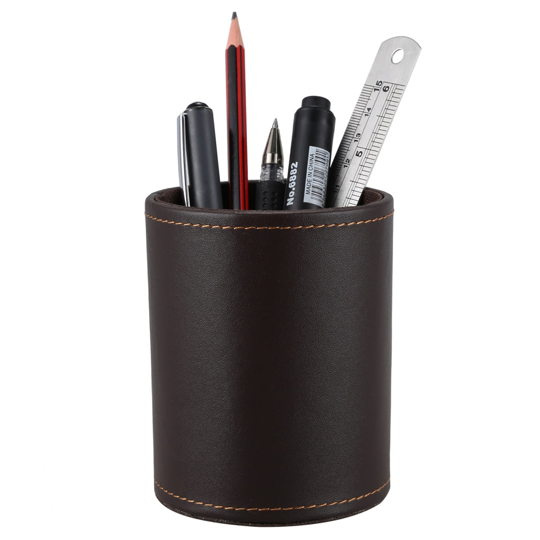 ELECTROPRIME Faux Leather Leather Penholder Desk Supplies Organizer(Brown)