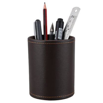 ELECTROPRIME Faux Leather Leather Penholder Desk Supplies Organizer(Brown)
