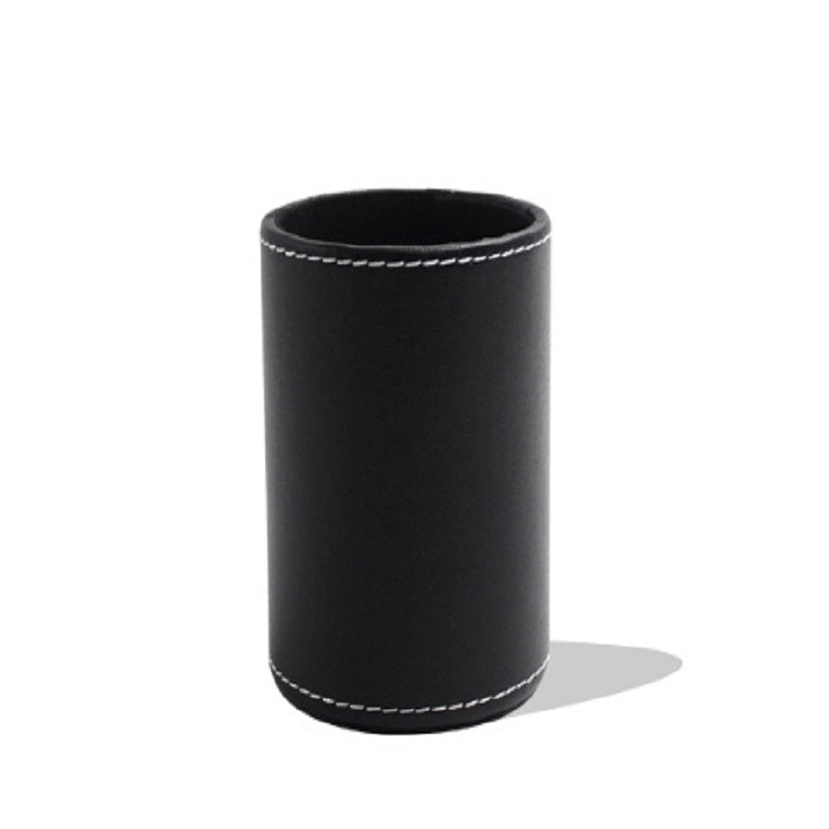 ELECTROPRIME Faux Leather Leather Penholder Desk Supplies Organizer(Black)