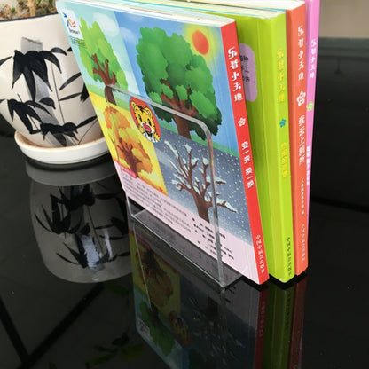 ELECTROPRIME Clear Acrylic Bookends L-shaped Desk Organizer Desktop Book Holder School Stationery Office Accessories