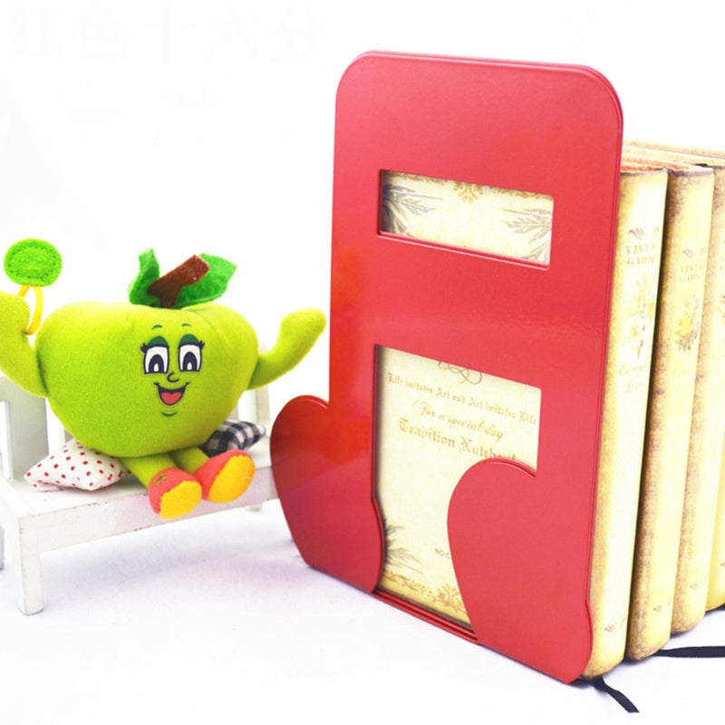 ELECTROPRIME 2 PCS Musical Note Metal Bookends Iron Support Holder Desk Stands For Books(Red Treble)
