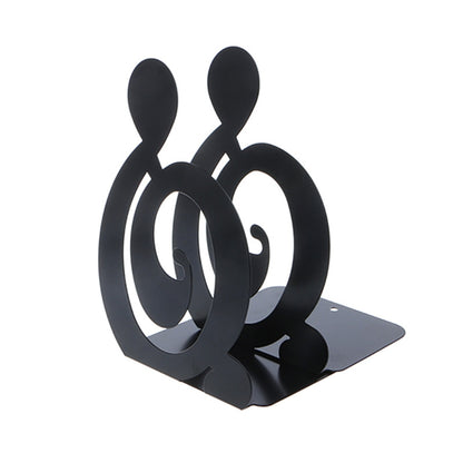 ELECTROPRIME 2 PCS Musical Note Metal Bookends Iron Support Holder Desk Stands For Books(Black Treble)