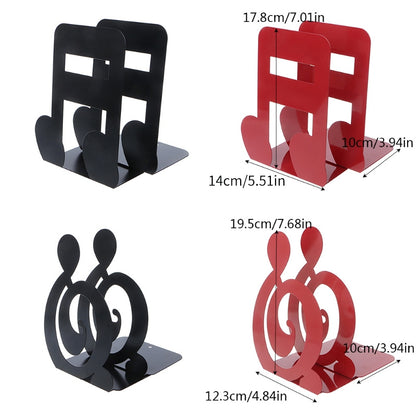 ELECTROPRIME 2 PCS Musical Note Metal Bookends Iron Support Holder Desk Stands For Books(Black Treble)