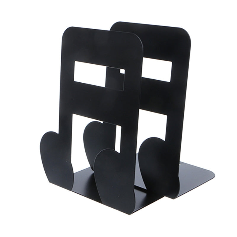 ELECTROPRIME 2 PCS Musical Note Metal Bookends Iron Support Holder Desk Stands For Books(Black Sixteenth)
