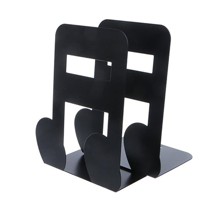 ELECTROPRIME 2 PCS Musical Note Metal Bookends Iron Support Holder Desk Stands For Books(Black Sixteenth)
