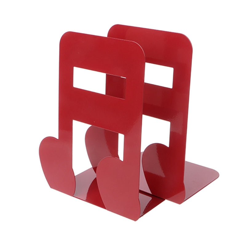 ELECTROPRIME 2 PCS Musical Note Metal Bookends Iron Support Holder Desk Stands For Books(Red Sixteenth)
