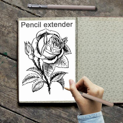 ELECTROPRIME 2 PCS Wood Single Head Pencil Extender Holder Sketch School Office Art Write Tool
