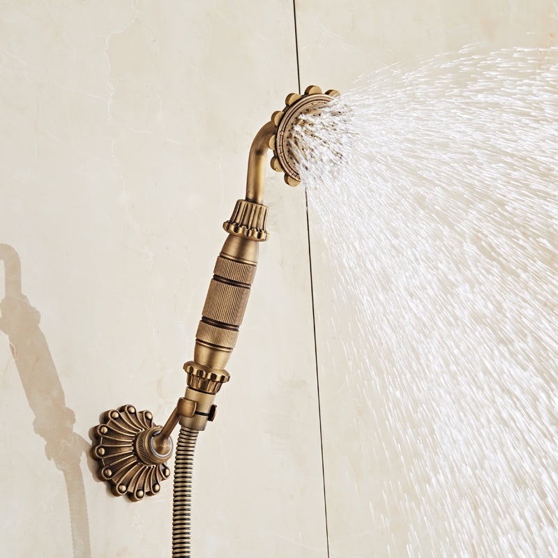 ELECTROPRIME Full Copper Retro Bathroom Luxury Hot and Cold Shower Set