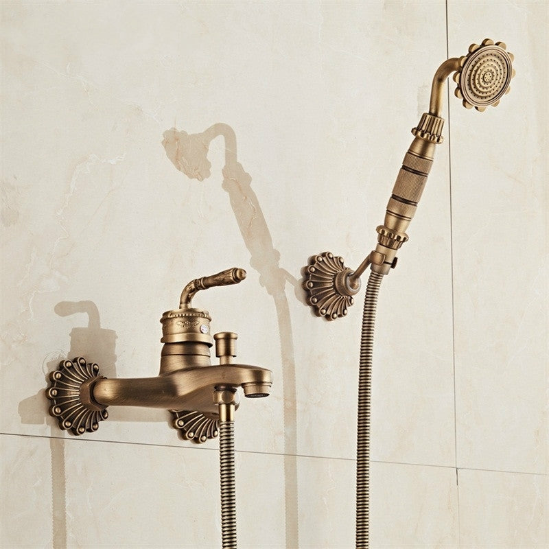 ELECTROPRIME Full Copper Retro Bathroom Luxury Hot and Cold Shower Set