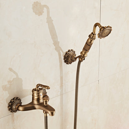 ELECTROPRIME Full Copper Retro Bathroom Luxury Hot and Cold Shower Set