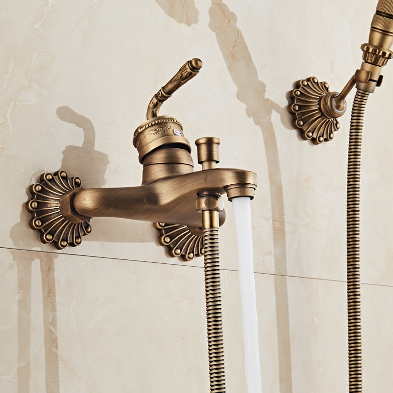 ELECTROPRIME Full Copper Retro Bathroom Luxury Hot and Cold Shower Set