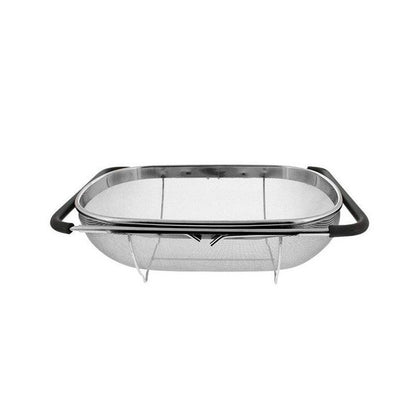 ELECTROPRIME Stainless Steel Foldingf Filter Kitchen Tools Drainage Household Retractable Vegetable Fruit Basket, Size:24x34x11cm