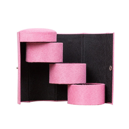 ELECTROPRIME Fashion Cylindrical Rotation Ladder Jewelry Storage Holder Earring Organizer Box Case(Pink)