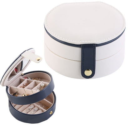 ELECTROPRIME 2 Tiers Jewelry Portable Box Makeup Earrings Case Storage Organizer Container(White)