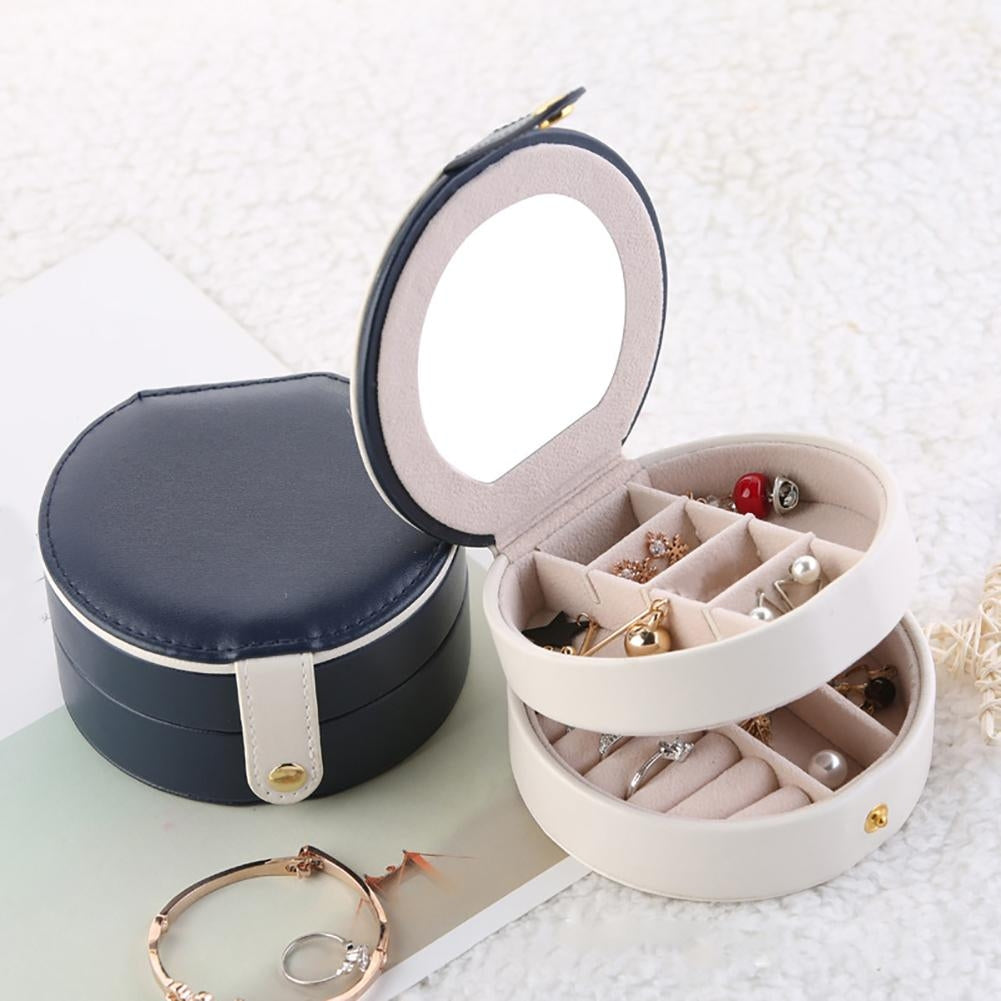 ELECTROPRIME 2 Tiers Jewelry Portable Box Makeup Earrings Case Storage Organizer Container(White)