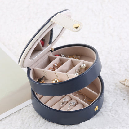 ELECTROPRIME 2 Tiers Jewelry Portable Box Makeup Earrings Case Storage Organizer Container(White)