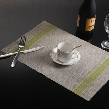 ELECTROPRIME 2 PCS Durable PVC Table Mats Coffee Cup Pad Braided Slip Placemats, Size: 30x45cm(Green)
