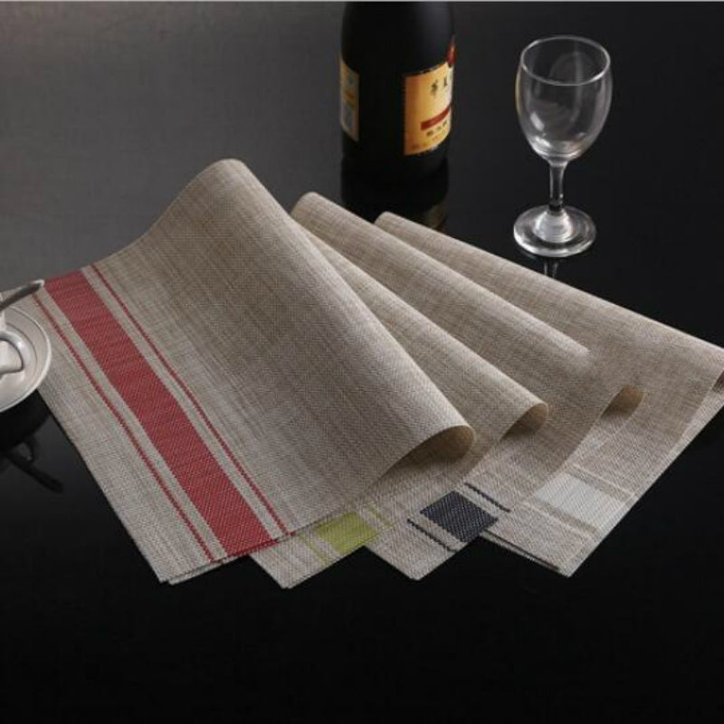 ELECTROPRIME 2 PCS Durable PVC Table Mats Coffee Cup Pad Braided Slip Placemats, Size: 30x45cm(Green)
