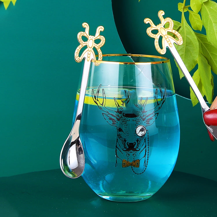 ELECTROPRIME Multicolor Stainless Steel Butterfly Coffee Spoon Fruit Cold Drink Ice Cream Dessert Tea Spoon, Color:Gold