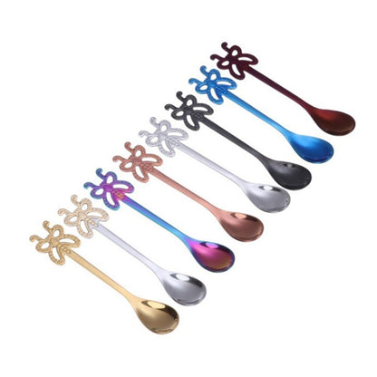 ELECTROPRIME Multicolor Stainless Steel Butterfly Coffee Spoon Fruit Cold Drink Ice Cream Dessert Tea Spoon, Color:Rose Gold