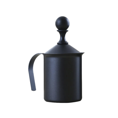 ELECTROPRIME Pump Creamer Stainless Steel Double Mesh Manual Coffee Milk Foam Frothing Pitcher Froth Pump Foamer Cup, Capacity:400cc