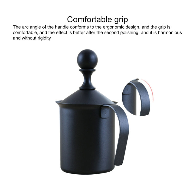 ELECTROPRIME Pump Creamer Stainless Steel Double Mesh Manual Coffee Milk Foam Frothing Pitcher Froth Pump Foamer Cup, Capacity:400cc