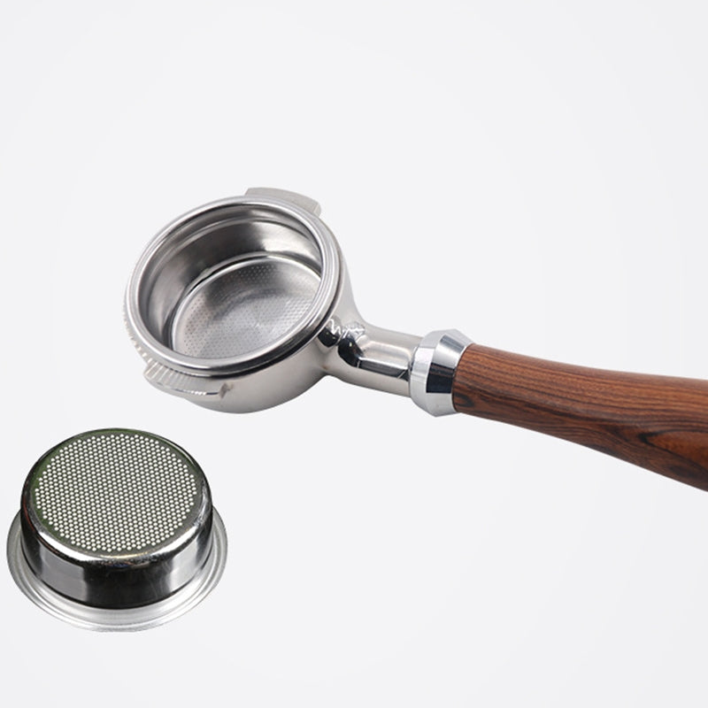 ELECTROPRIME Stainless Steel Coffee Machine Filter Bracket Coffee Bottomless Wooden Handle