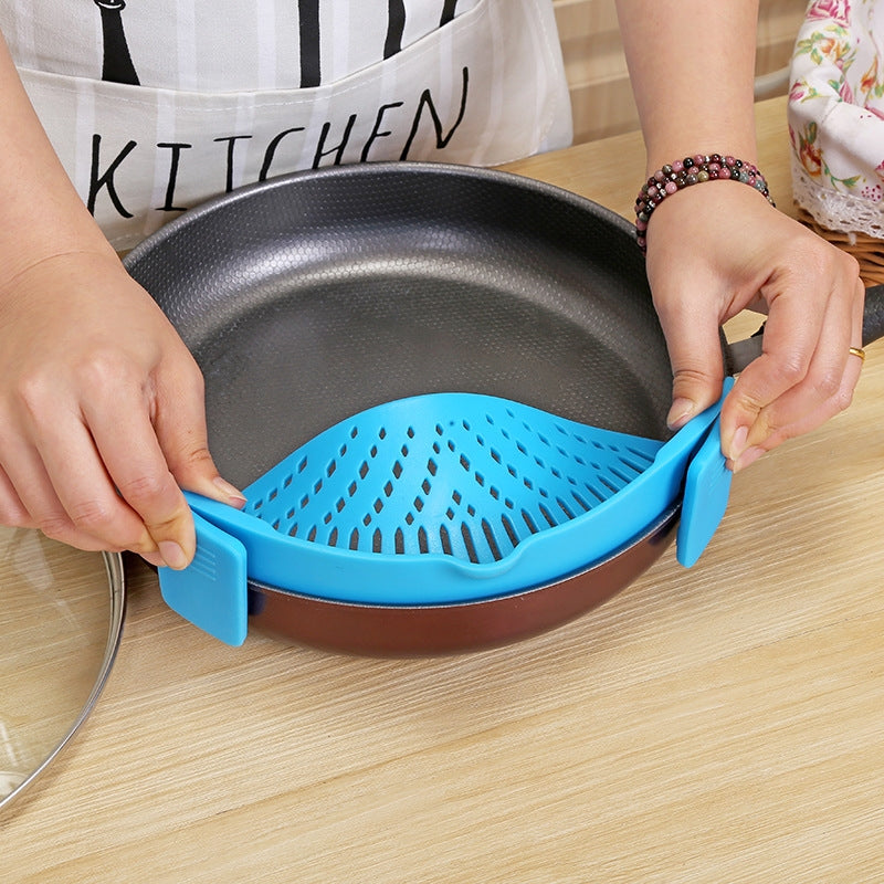 ELECTROPRIME Silicone Pot Filter Kitchen Clip Pot Filter Drain Excess Liquid Drain Pasta Vegetable Cookware