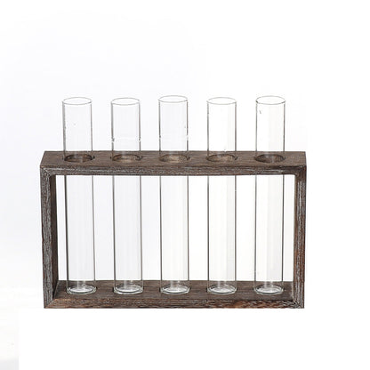 ELECTROPRIME Creative Simple Coffee Shop Interior Desktop Decoration Decoration Transparent Hydroponic Glass Test Tube Vase, Type:5-Hole Wooden Frame