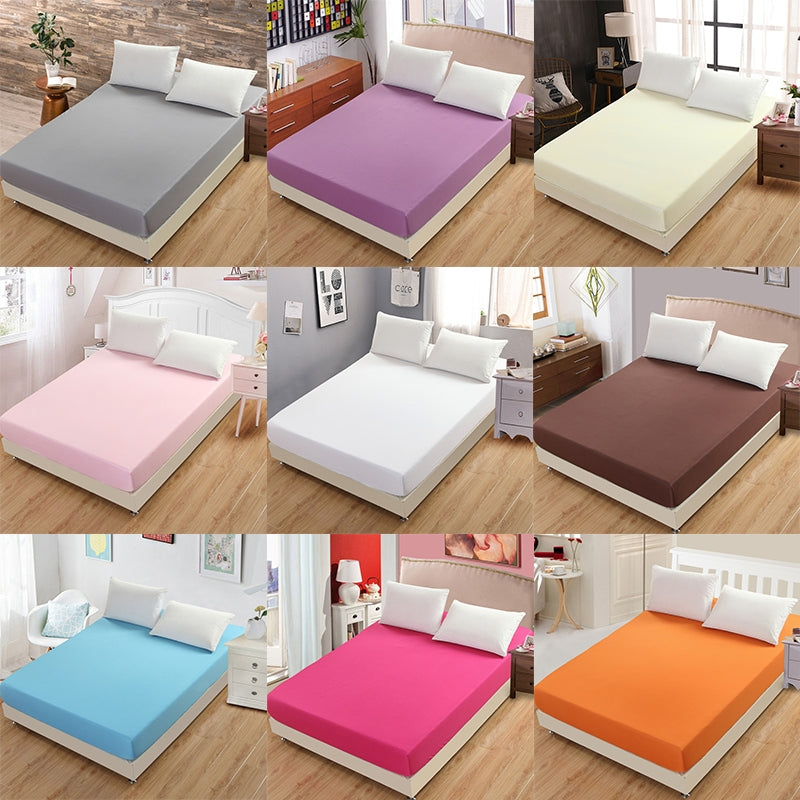 ELECTROPRIME Plain Mattress Protector Bed Mat Mattress Cover Fitted Sheet, Size:150X200cm(Beige White)