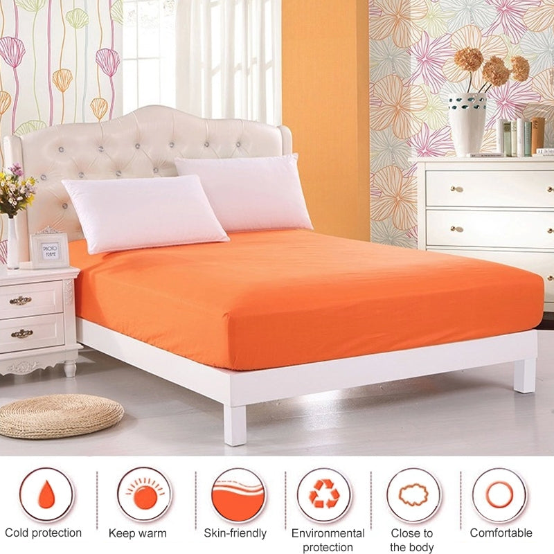 ELECTROPRIME Plain Mattress Protector Bed Mat Mattress Cover Fitted Sheet, Size:150X200cm(Beige White)