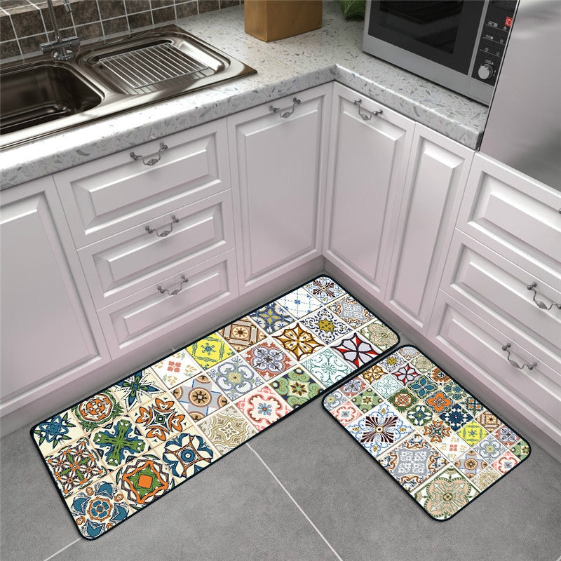 ELECTROPRIME Modern Geometric Kitchen Anti-skid Mat Rugs Carpets, Size:50x80cm+50x160cm