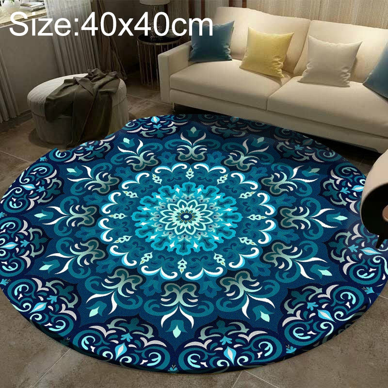 ELECTROPRIME Ethnic Carpet Camel Mandala Flower Carpet Non-slip Floor Mat, Size:Diameter 40cm(Blue)