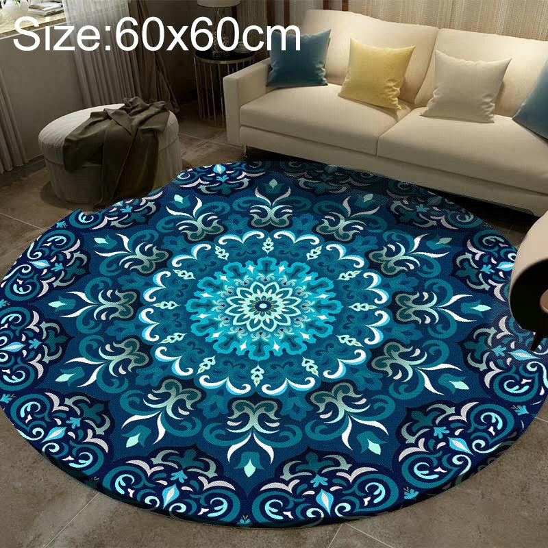 ELECTROPRIME Ethnic Carpet Camel Mandala Flower Carpet Non-slip Floor Mat, Size:Diameter 60cm(Blue)