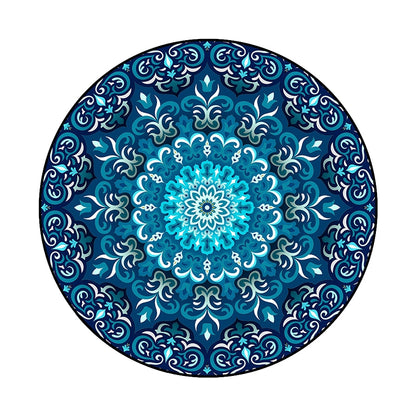 ELECTROPRIME Ethnic Carpet Camel Mandala Flower Carpet Non-slip Floor Mat, Size:Diameter 60cm(Blue)