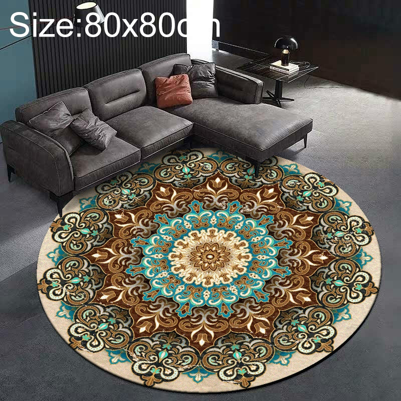 ELECTROPRIME Ethnic Carpet Camel Mandala Flower Carpet Non-slip Floor Mat, Size:Diameter 80cm(Gray)
