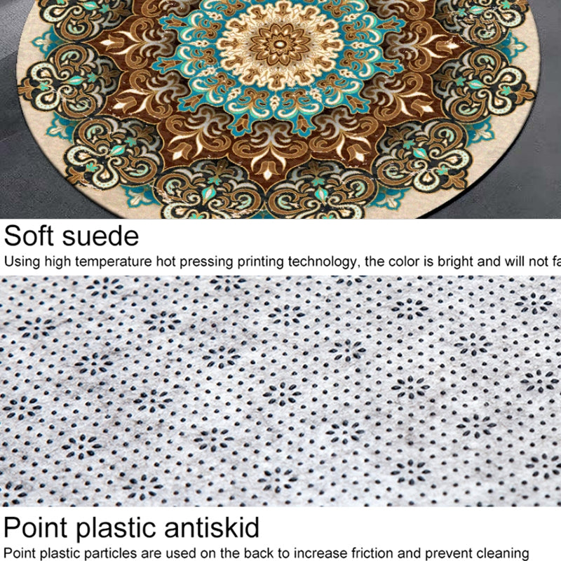 ELECTROPRIME Ethnic Carpet Camel Mandala Flower Carpet Non-slip Floor Mat, Size:Diameter 80cm(Flower)